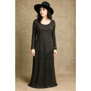 BKE Acid Wash Whimsigoth Lace Maxi Dress XS/S  Fairy Grunge Stevie Nicks NEW